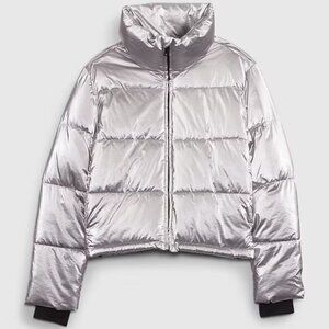 GAP Big Puff Crop Jacket in Silver